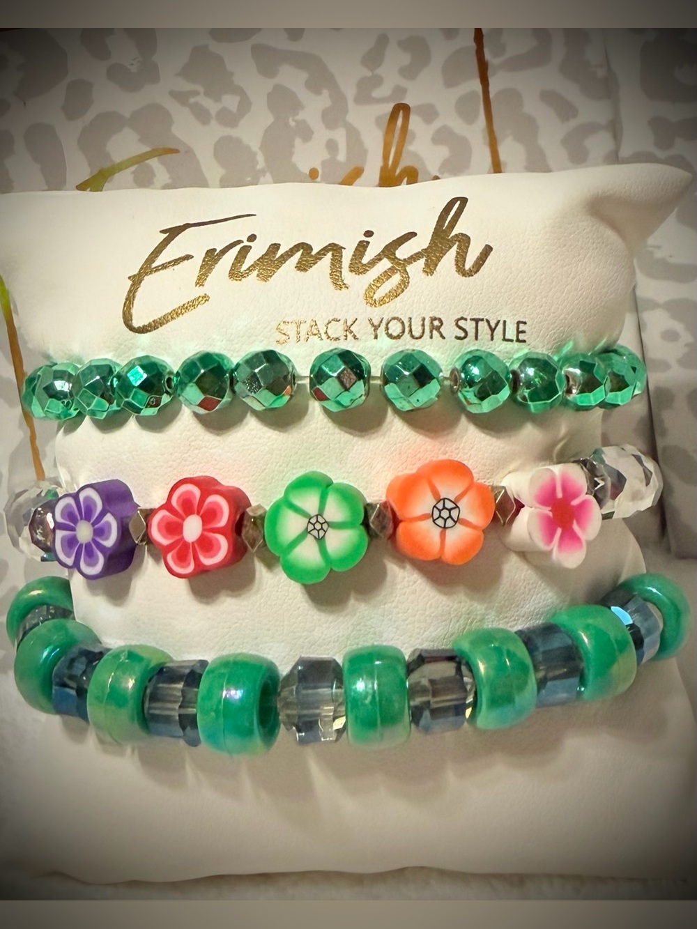 New ERIMISH Bracelets 3 Pc Stack - Green - Custom Regular, Kids or Extended